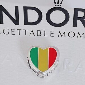 Pandora Mali Flag Heart Charm Bead Exclusive Travel Pendant S925 Silver